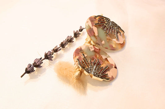 Ocean-inspired Coral Earrings with a luminous pearlescent finish and intricate coral accents for a unique statement.