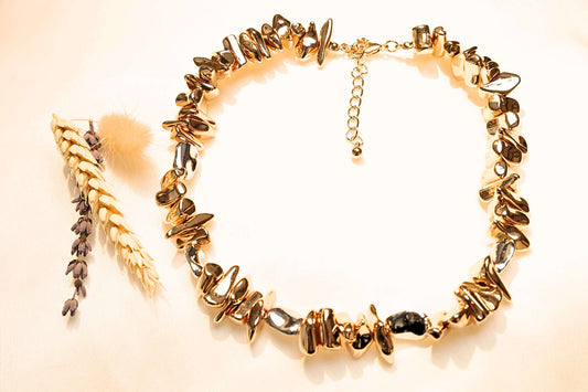 Handcrafted modern design necklace, adding a touch of elegance.