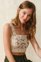 Olive Bloom Crochet Crop Top