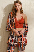 Boho Glam Kimono & Bralette Set - The perfect harmony of bohemian chic with lace bralette and flowing kimono pants set!