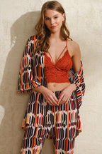Boho Glam Kimono & Bralette Set - The perfect harmony of bohemian chic with lace bralette and flowing kimono pants set!