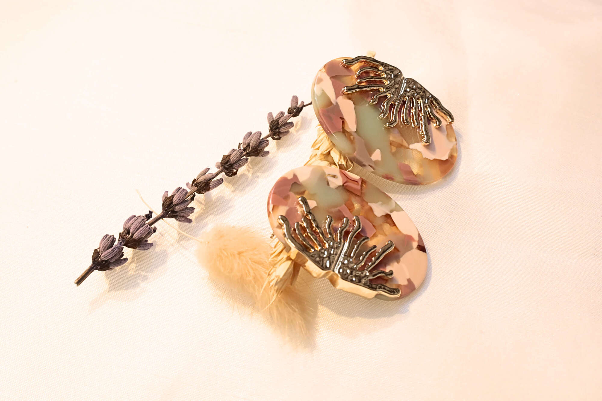 Ocean-inspired Coral Earrings with a luminous pearlescent finish and intricate coral accents for a unique statement.