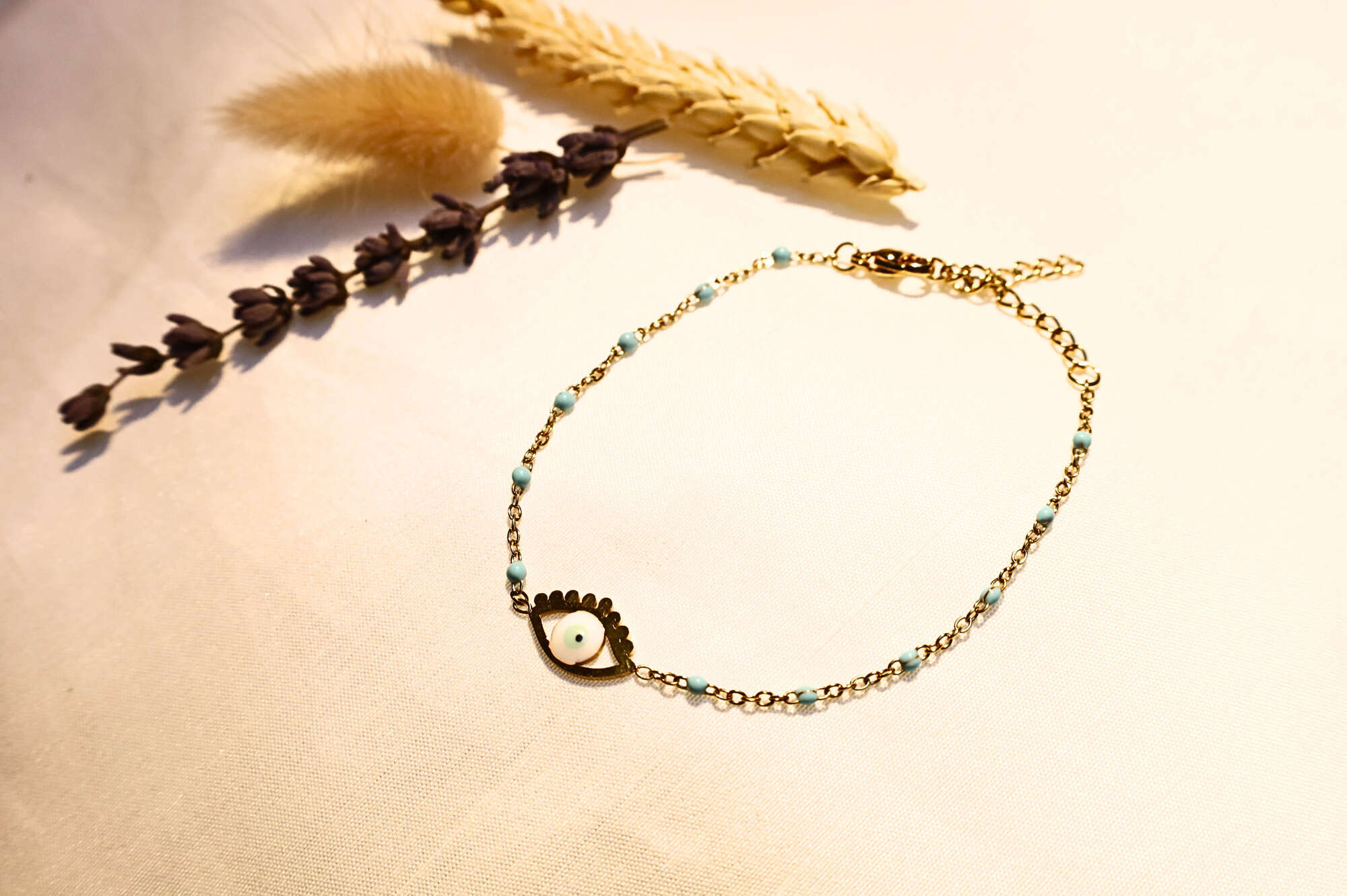 Lucky evil eye bracelet, timeless design that complements any style.
