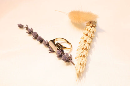 Elegant gold-plated ring with white stone shot