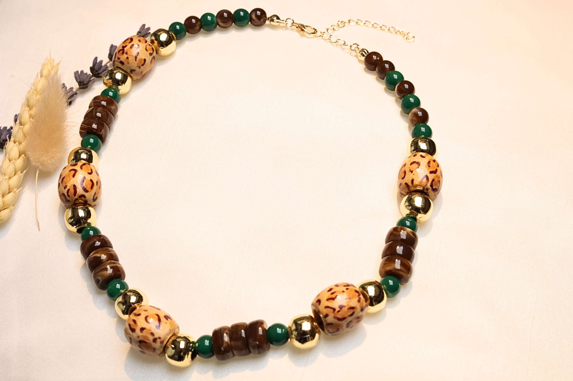 Bohemian-style beaded necklace perfect for layering.